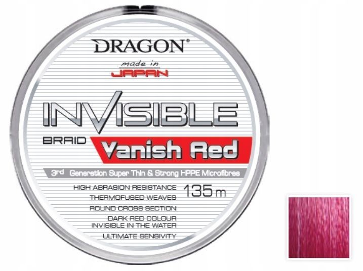 Línea de pesca trenzada invisible Vanish Red 0,25 mm 135 m 25,2 kg giratoria