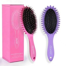 2 Pack Detangling Hair Brush Set with Boar Bristle Brush  2 Cleaning Brushes,