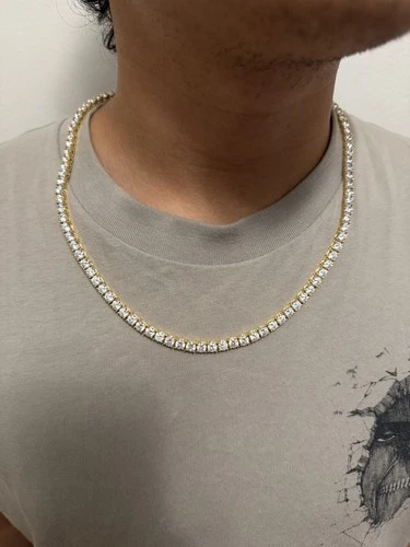 5MM Moissanite Tennis Chain - 18K Vermeil - D Color - VVS1 - 24" - Passes Tester image 3