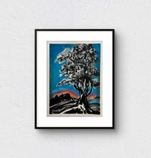 SLOOG Original Art Unique Abstract Expressionism Landscape Art on Paper 9x12