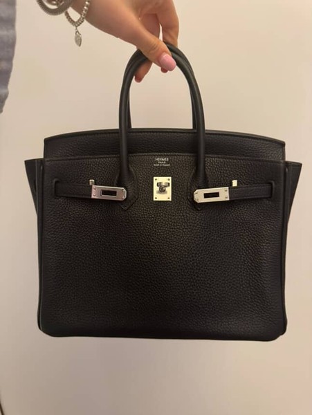 Hermes Birkin 25 Noir PHW (Black silver hardware)