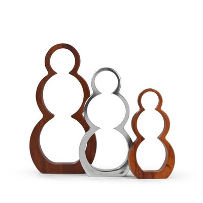 Nambé Snowmen Silhouettes Set of 3 | Gold Accent Winter Tabletop Decor