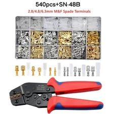 540x Male Female Spade Splice Connectors Wire Crimp Terminals Assortment Kit