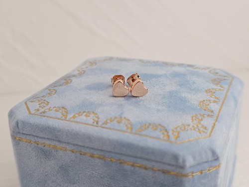 9ct Rose Gold Heart Stud Earrings