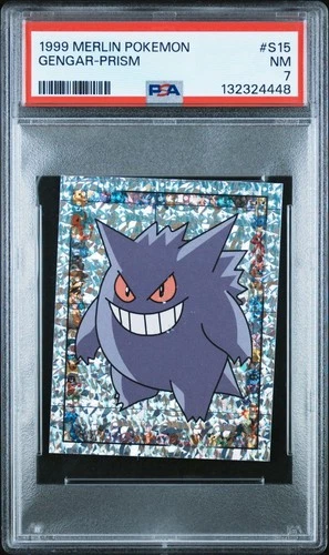 PSA 7 Pokemon 1999 Merlin Sticker  Gengar Prism #S15 Low Pop