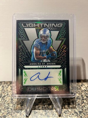 2022 Obsidian Amon-Ra St.Brown Neon Green Lighting Strike Autograph /50