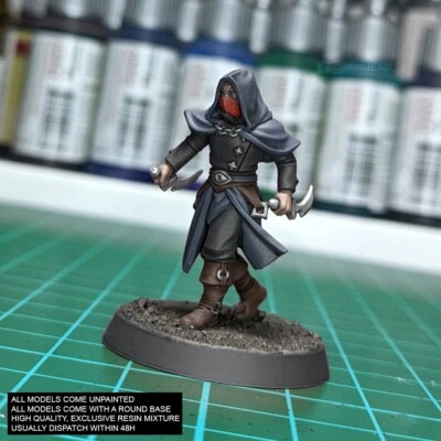MASKED ROGUE ASSASSIN Fantasy: D&D, Frostgrave, 3D Resin Miniature 28mm 32mm V88