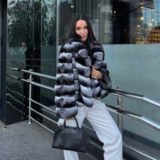 Winter Chinchilla Damen Echt Rex Kaninchenfell Kurzmantel Luxus Naturfell Dicke