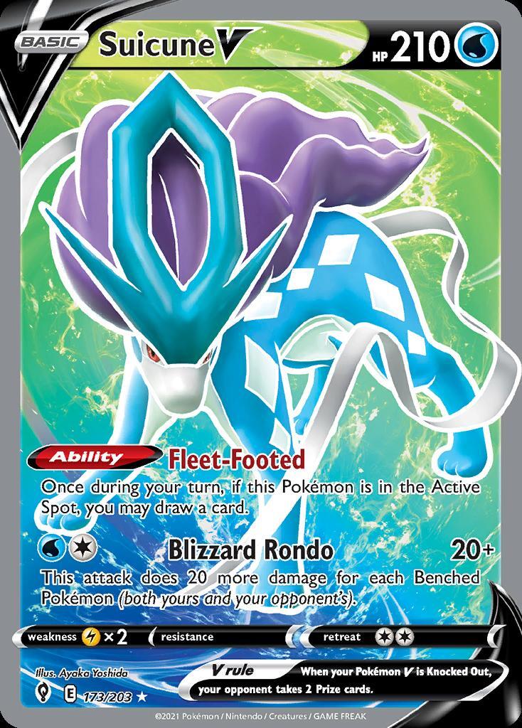 Pokemon Suicune V (173/283) Evolving Skies LP HOLO
