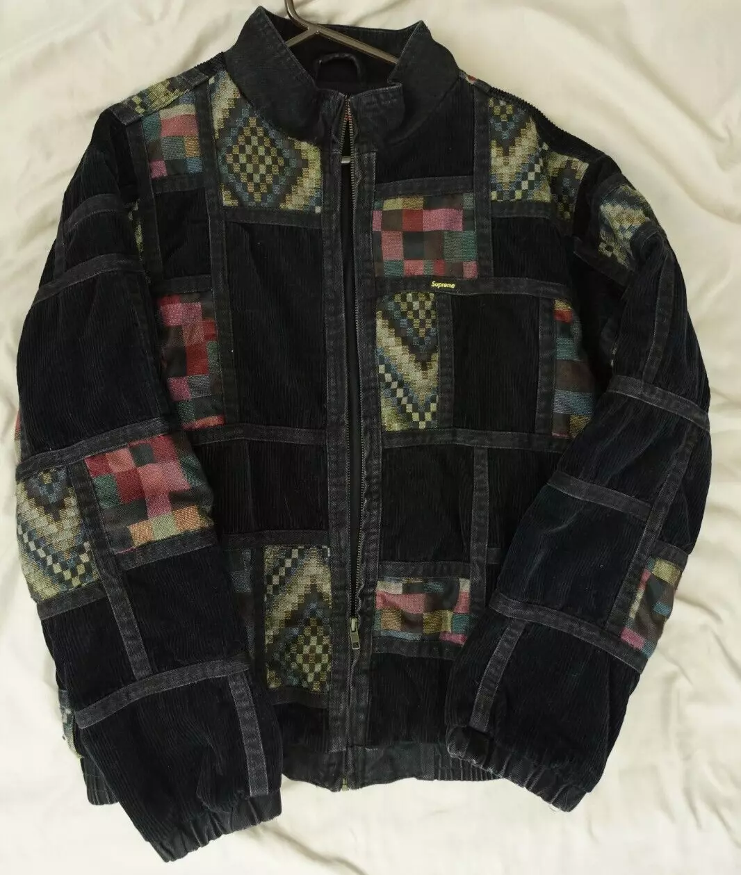 Veste en jean patchwork velours côtelé Supreme taille L