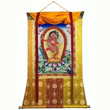 Silk Brocade Mounted Vajravarahi Thangka Art, Troma Nakmo Thangka Painting