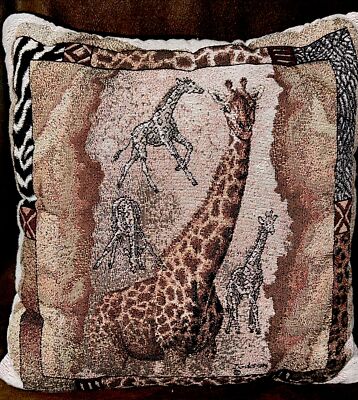 Safari Giraffe Tapestry Throw Pillow With Animal Prints Gibson