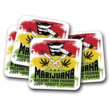4 Set - Cool Marijuana Coaster - Weed Medical Joke Funny Cannabis Gift #19177