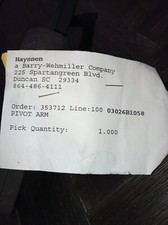 Hayssen Platten Arm / Pivot Support Arm 03026B1058