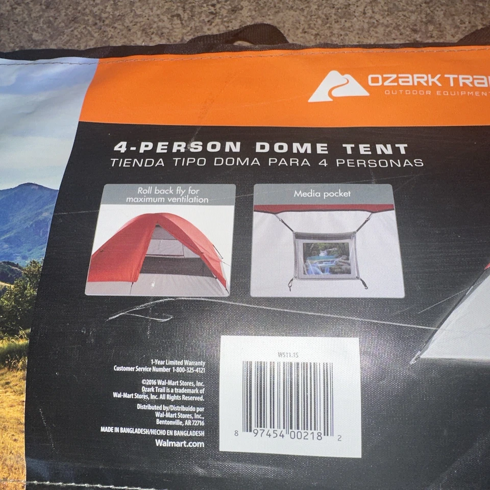 New Ozark Trail 4 Person Dome Tent Camping Outdoor Family Outings Picnic Hiking  - Image 3 of 4