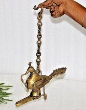 Antique Brass Hanging Bird Style Diya Oil Light Lamp Original Hand Crafted