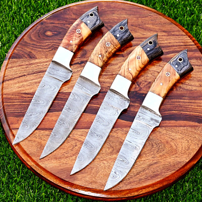 Damascus Steak Chef Knife Set Custom Made - Hand Forged Damascus Steel 1399