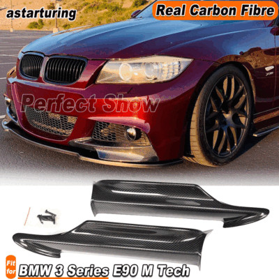 Fit For BMW 3 Series E90 M Tech 2006-08 REAL Carbon Front Bumper Splitter Flaps 