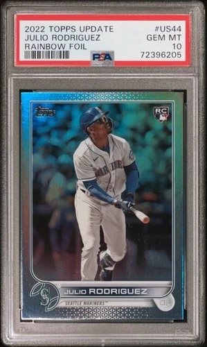 2022 Julio Rodriguez Topps Update #US44 Rainbow Foil Rookie RC - PSA 10