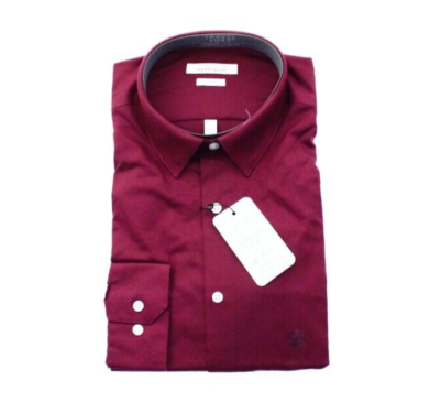 burgundy dress shirt slim fit Mens Wholesale Burgundy Slim Fit Leo Cotton Dress Shirt main image 0