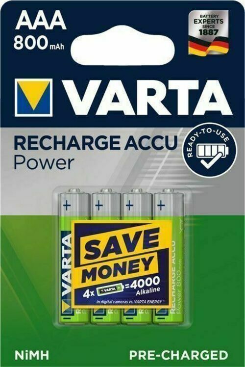 4 x Varta Power Akkus AAA 800mAh Micro für z.B. Telefon Gigaset Accus NEU 2024