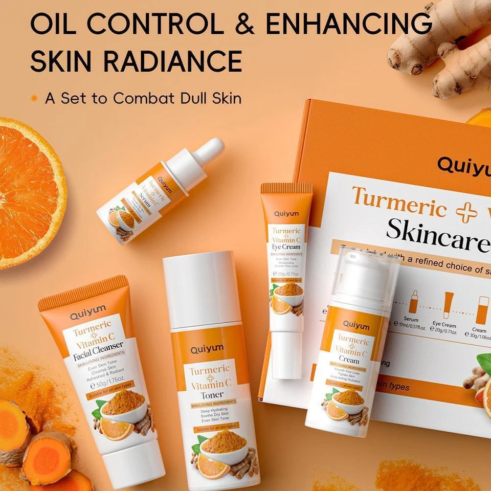 5pcs Turmeric Skin Care Set Facial Acne Cleansing Cream Shri D9Y9 Cream X5 D3P7 - Image 3 of 4