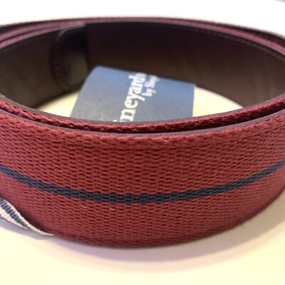Vineyard Vines Leather and Webbing Reversible Belt Rosewood  display picture 1
