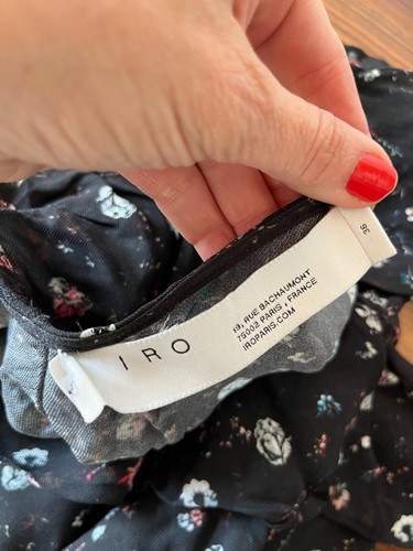 Iro Paris Syrup Blouse Ruffle Top Floral Black Size 36/2 - Picture 7 of 8