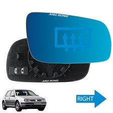 For VW Golf MK4 96-04 Wing Door Mirror Glass Heated Convex Blue Right Hand Side