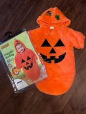 Spirit Halloween Pumpkin Bunting Fleece Baby Costume 0-6 Months MINT