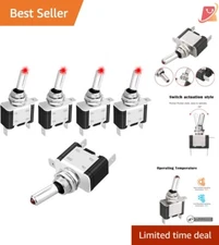 5PCS Waterproof Rocker Toggle Switch 12V LED - Easy Install for Vehicle & Marine