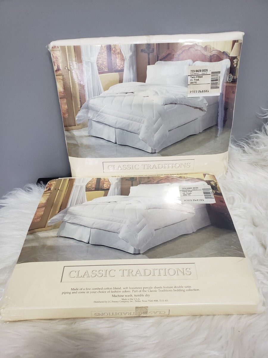 NEW Vintage Classic Traditions CREAM off white flat & fitted sheet
