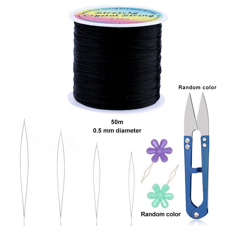 Cuerda de pulsera elástica elástica con hilo de cuentas de 4 tamaños para hacer joyas