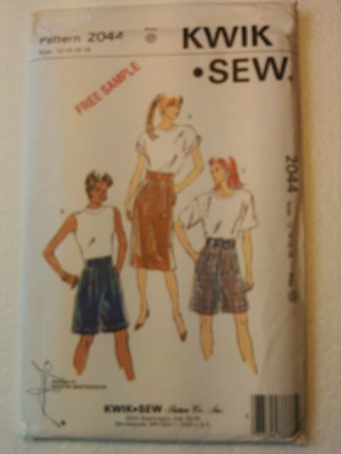 UNCUT Kwik Sew 2044 Women Pleated Shorts Skirt Sewing Pattern Size 12-18