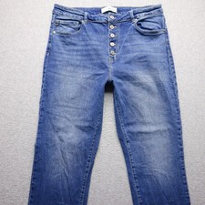 KanCan Jeans Womens 13 Blue Button Fly Straight Leg High-Rise Stretch Everyday