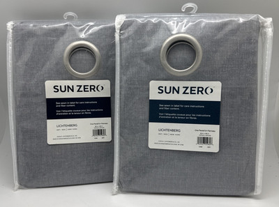 Grey Sun Zero Lichtenberg Blackout Curtains Set of 2 Panels - 50'' x 95''
