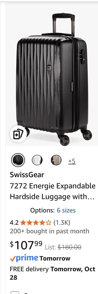 SWISSGEAR Energie Expandable Hardside Luggage Black 19” - Image 4 of 4