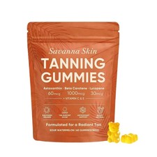 Savanna Skin Tanning Gummies, with Vitamin C  E, Astaxanthin, Beta Carotene  L