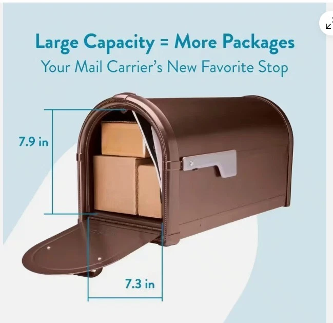 Hillsborough Copper, Large, Steel, Post Mount Mailbox with Silver Flag - Image 3 of 4