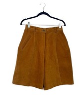 Vintage Forenza 100 Leather Tan sz10 High Waist Pleated Knee Length Shorts