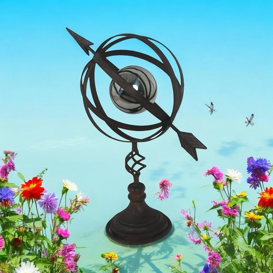Armillary Sphere Metal Garden Decoration Plant Support Flower Aged Bronze