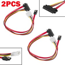 2PCS SATA 7 15 Pin Combo Cable HDD Hard Drive Data 4 Pin Power Supply Adapter US