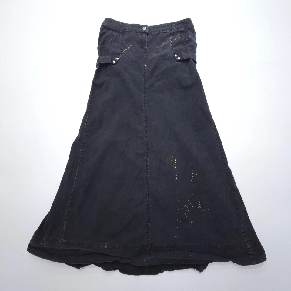 Vtg Lip Service Maxi Skirt Size Medium Gothic Zip Floral Lace Metallic Silver - Image 2 of 4