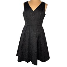 White House Black Market Sz 8 Fit Flare Lace Dress A Line V Neck Pockets Zippe