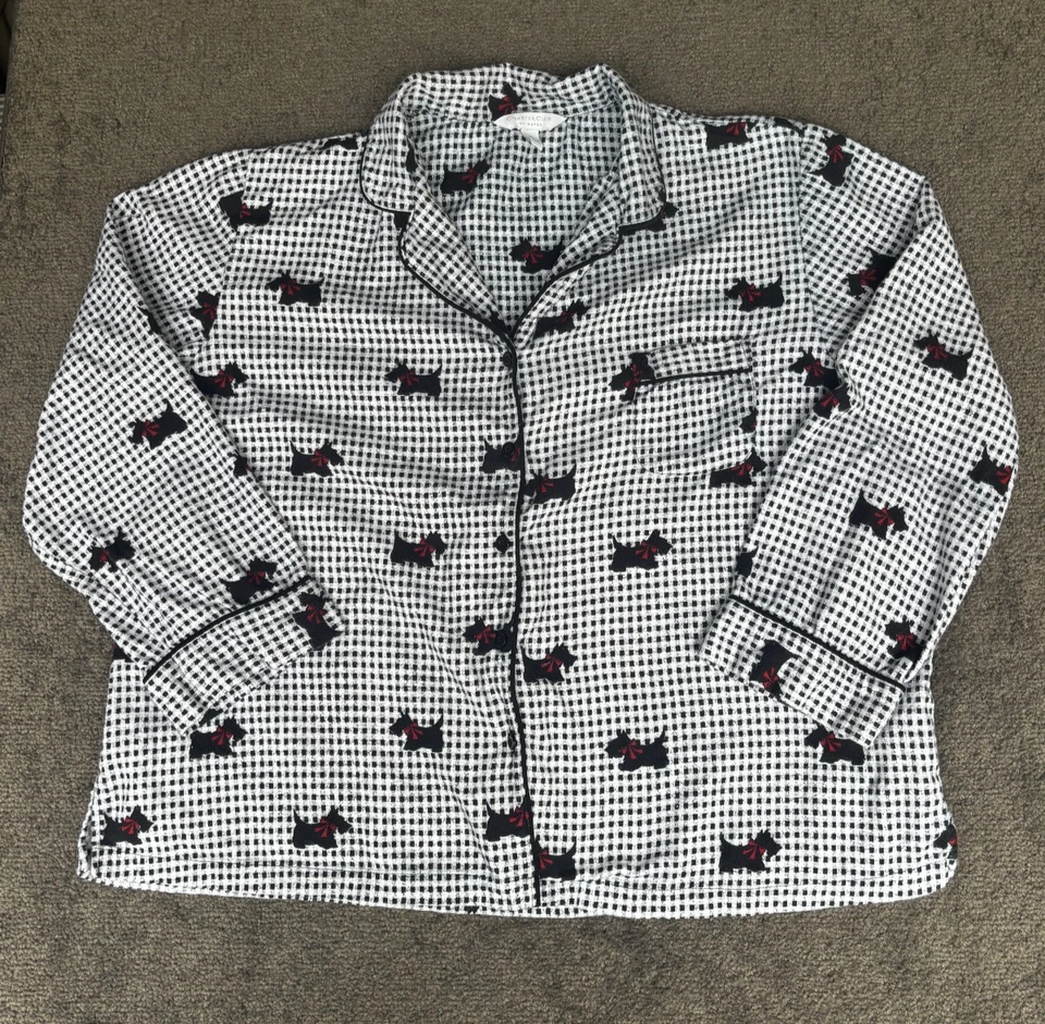 Conjunto de pijama Charter Club para mujer XL negro blanco Scottie perro con botones cintura elástica Foto 2 de 4