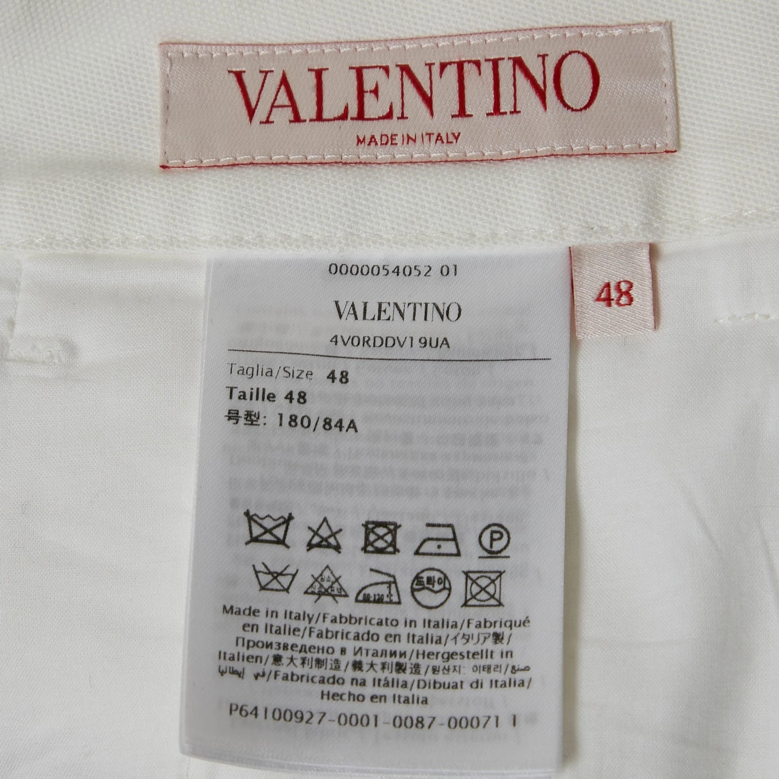 Bermuda pantaloncino Valentino bianco in tela di cotone elasticizzato con dettagli a V M