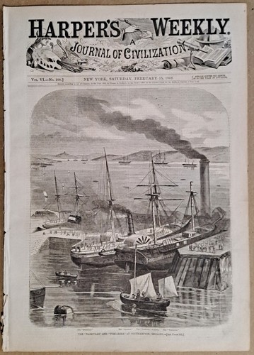 Original 1862 HARPER'S WEEKLY Civil War Illustrated Newspaper Slavery Pistol