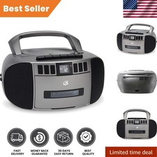 Elegant Portable AM/FM Boombox with CD and Cassette Player - Silver/Gray