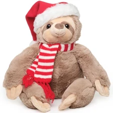Santa Sloth Stuffed Animal Plushie, 16 Inch Christmas Sloth, Christmas Gift