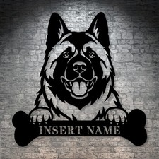 Personalized American Akita Name Metal Sign. Customizable Dog Lover Wall Decor
